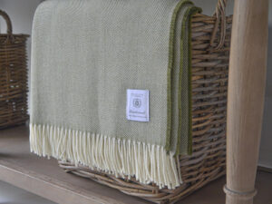 Lambswool Blanket - Fern Herringbone
