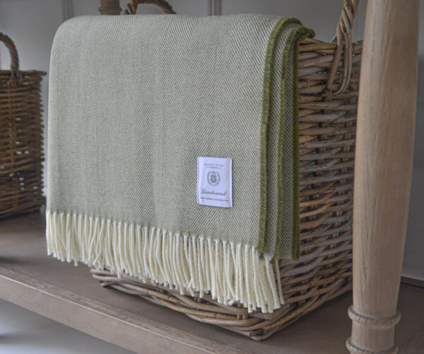 Lambswool Blanket - Fern Herringbone