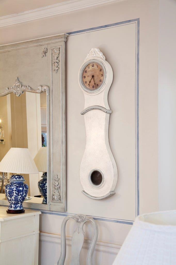 Reproduction Wall Mounted Mora Clock in Antique White Nordic Style London