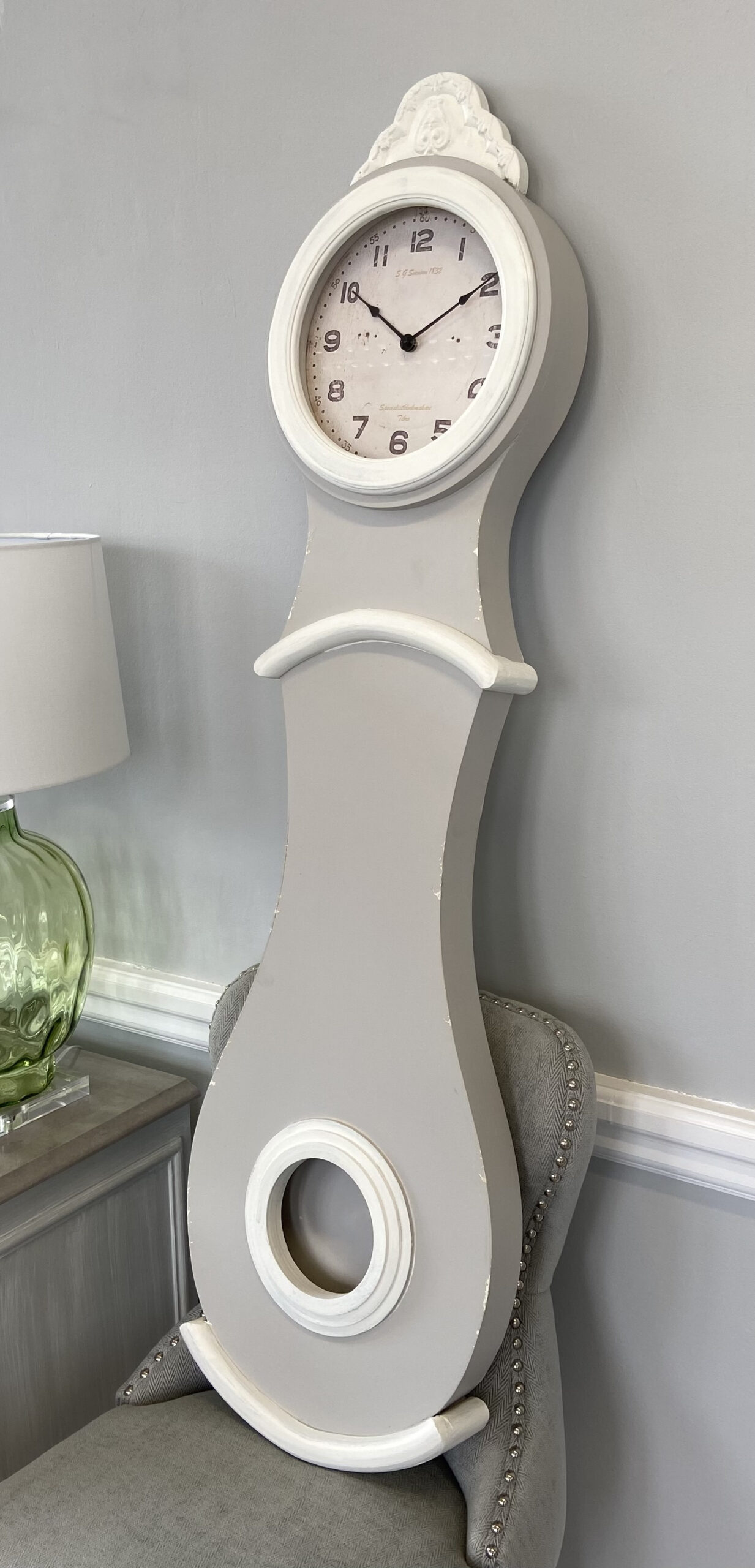 Reproduction Wall Mounted Mora Clock in French Grey Nordic Style London