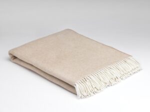 Lambswool Blanket - Taupe Herringbone