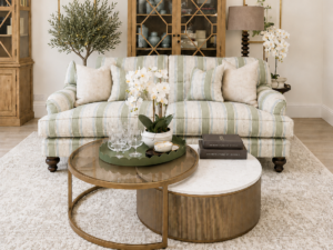 Antiqued Gold Set of 2 Nesting Coffee Tables