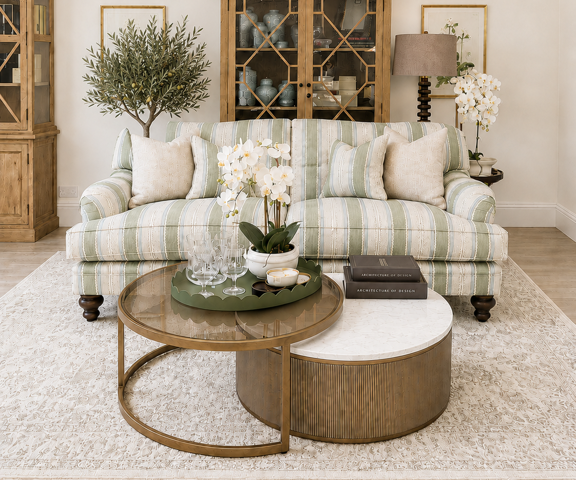 Antiqued Gold Set of 2 Nesting Coffee Tables