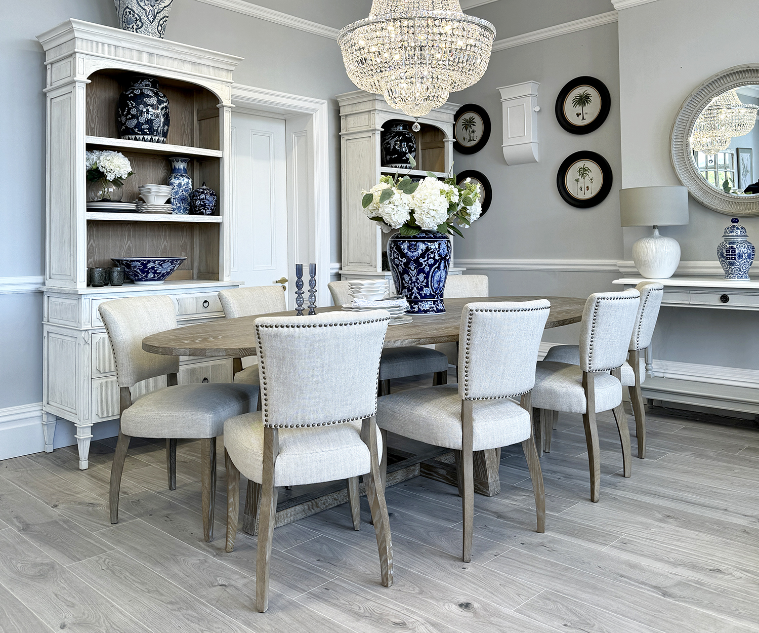 Hamptons Oval Dining Table, 220cm