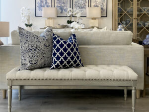 Pippa Bench Stool in Herringbone Oatmeal