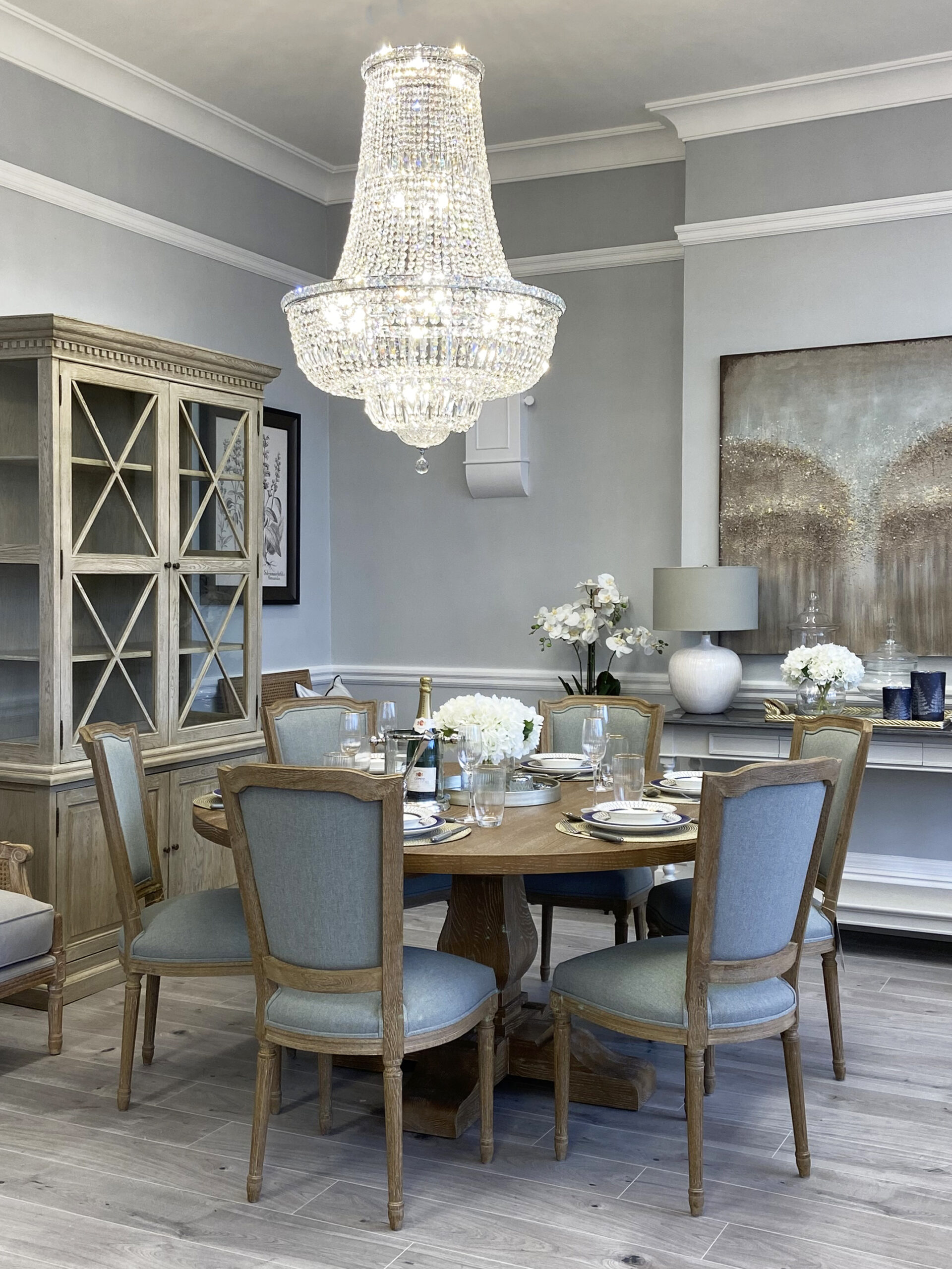 EXDISPLAY DINING SET Florence Round Dining Table & Six Halland