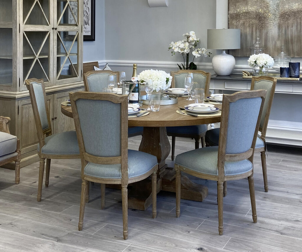 EXDISPLAY DINING SET Florence Round Dining Table & Six Halland