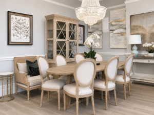 Hamptons 280cm Oval Dining Table & 8 Markus Dining Chairs