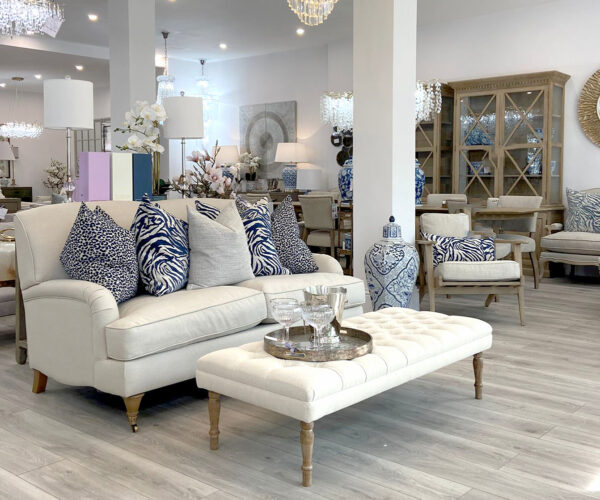 EX-DISPLAY - Burleigh 2 Seater Sofa in Parchment + Free Footstool in Natural, 137cm