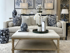 EX-DISPLAY - Gothenburg Sofa in Linen & Small Bobbin Coffee Table in Wheat