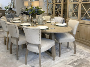 EX-DISPLAY - Hamptons 280cm Oval Dining Table & 8 Lars Dining Chairs in Clay Leather