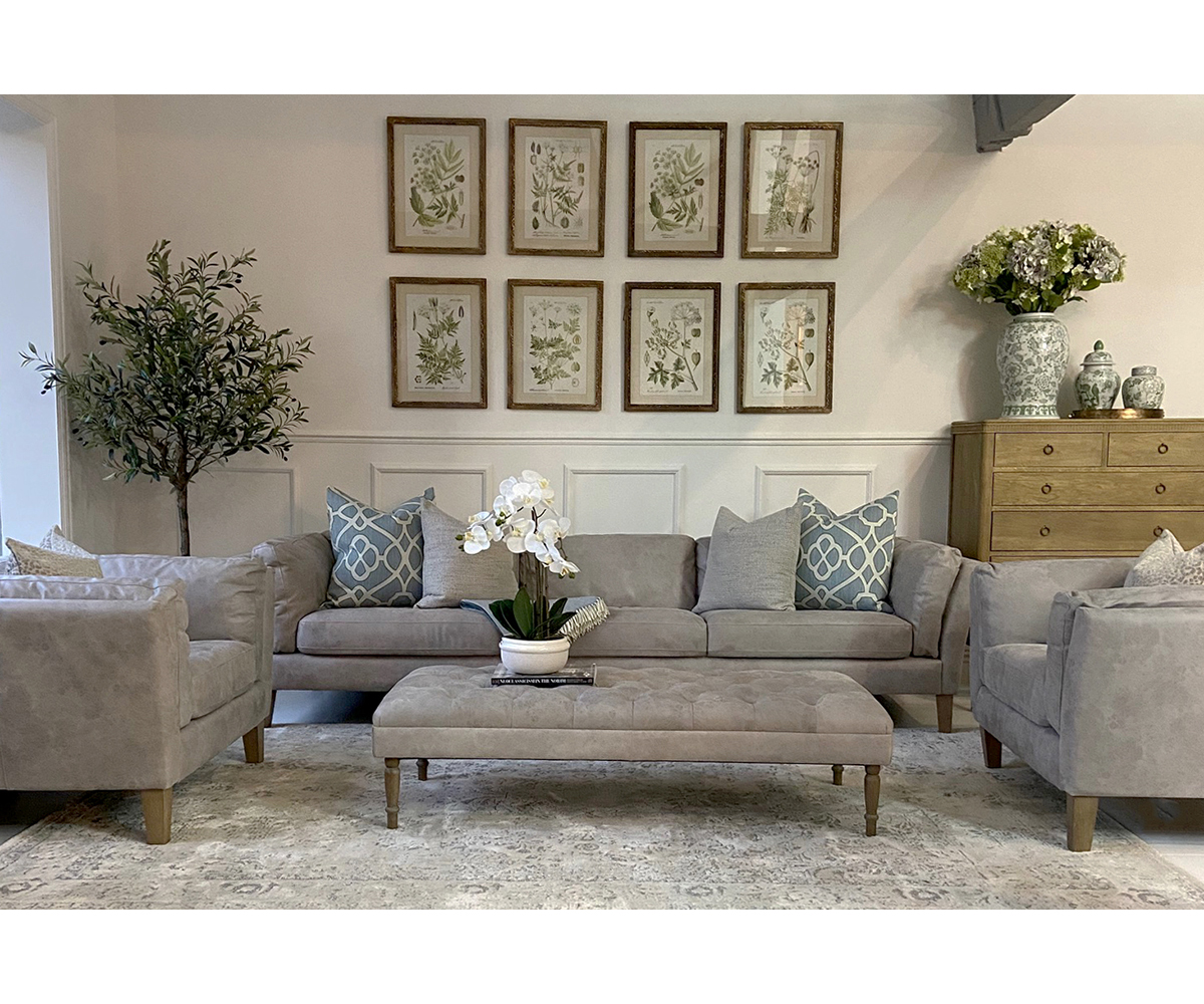 Complete Set - Soho 4 Seater Sofa & 2 Soho Armchairs in Ash Grey Leather