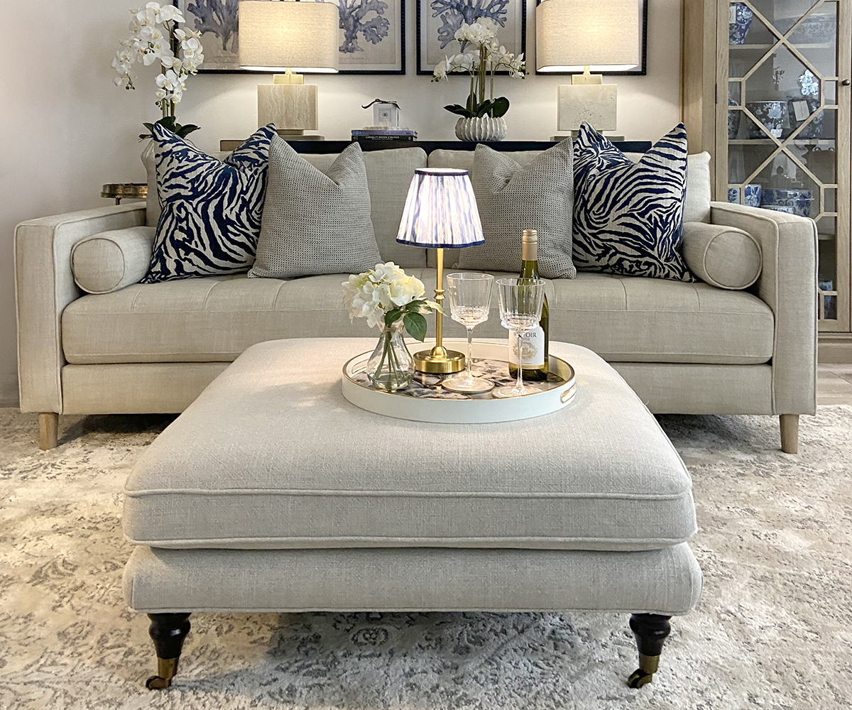 Burford Square Ottoman in Wheat