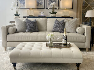 Large Woodstock Footstool in Natural Calico Fabric