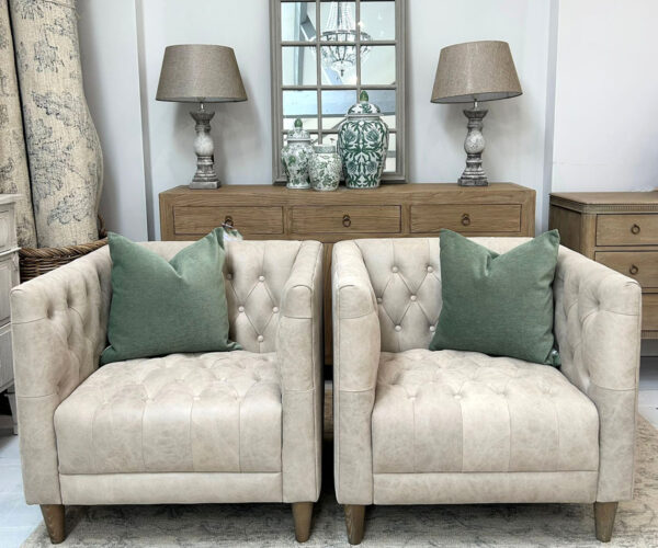 ONE SET ONLY TO COLLECT FROM ESHER - Pair of Lars Armchairs in Clay Leather