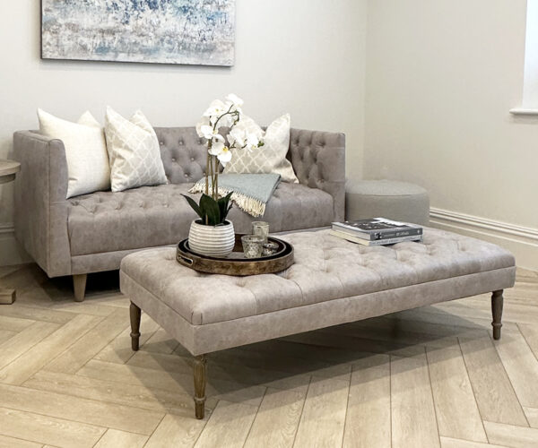 EX-PHOTOSHOOT SET - Lars 2 Seater Sofa & Coffee Table in Ash Grey Leather