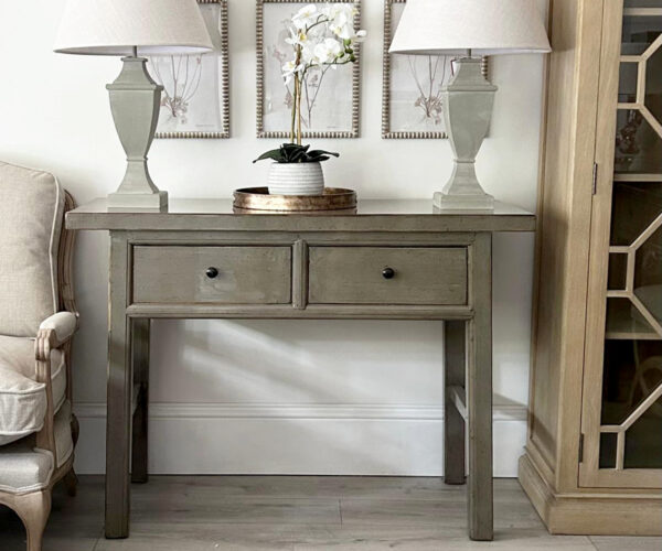 Oriental Style Fujian 2 Drawer Console in Grey