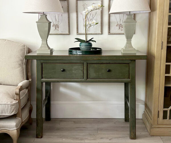 Oriental Style Fujian 2 Drawer Console in Moss