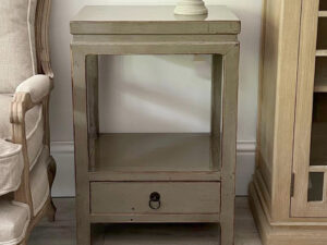 Oriental Style Bedside Chest in Grey