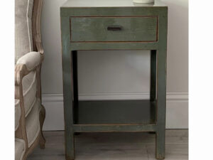 Oriental Style Mei 1 Drawer Bedside Table in Moss