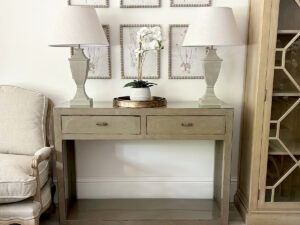 Oriental Style Mei 2 Drawer Console Table in Grey