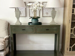 Oriental Style Mei 2 Drawer Console Table in Moss