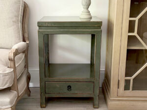 Oriental Style Bedside Chest in Moss