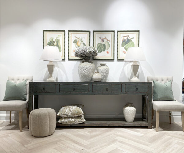 Original 4 Drawer Console Table in Moss