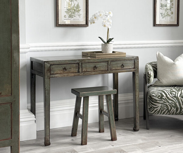 Original 3 Drawer Console Table in Moss