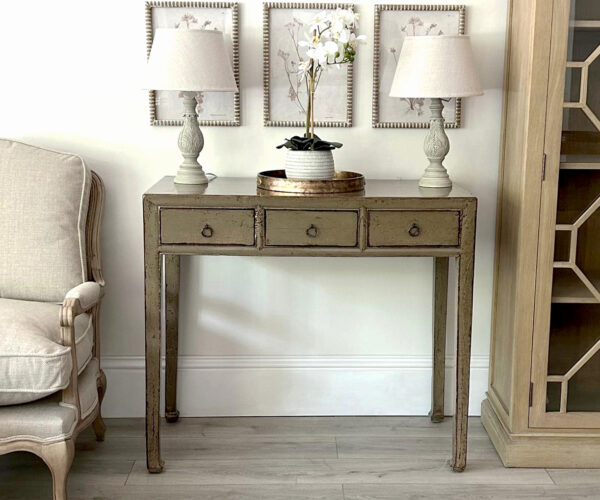 Original 3 Drawer Console Table in Grey