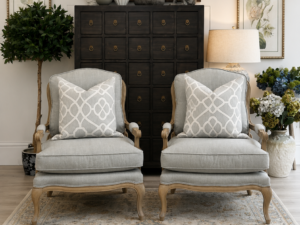 DISCONTINUED FABRIC - Marie-Antoinette Armchair in Swedish Grey