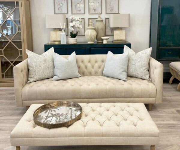 ONE SET ONLY - Lars 3 Seater Sofa & Clarence Footstool in Clay Leather