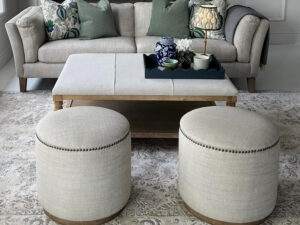 Amelia Ottoman in Linen