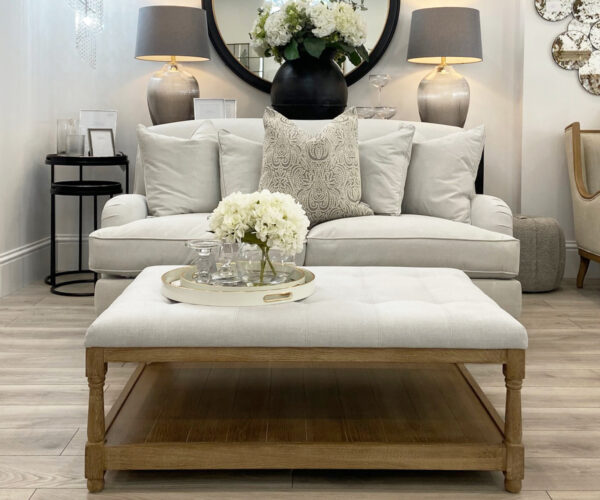 EX-DISPLAY - Burleigh 2 Seater Sofa and Upholstered Footstool