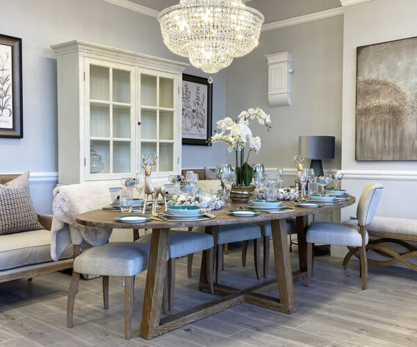 PRE-ORDER - Hamptons Oval Dining Table, 280cm & 8 Lars Dining Chairs