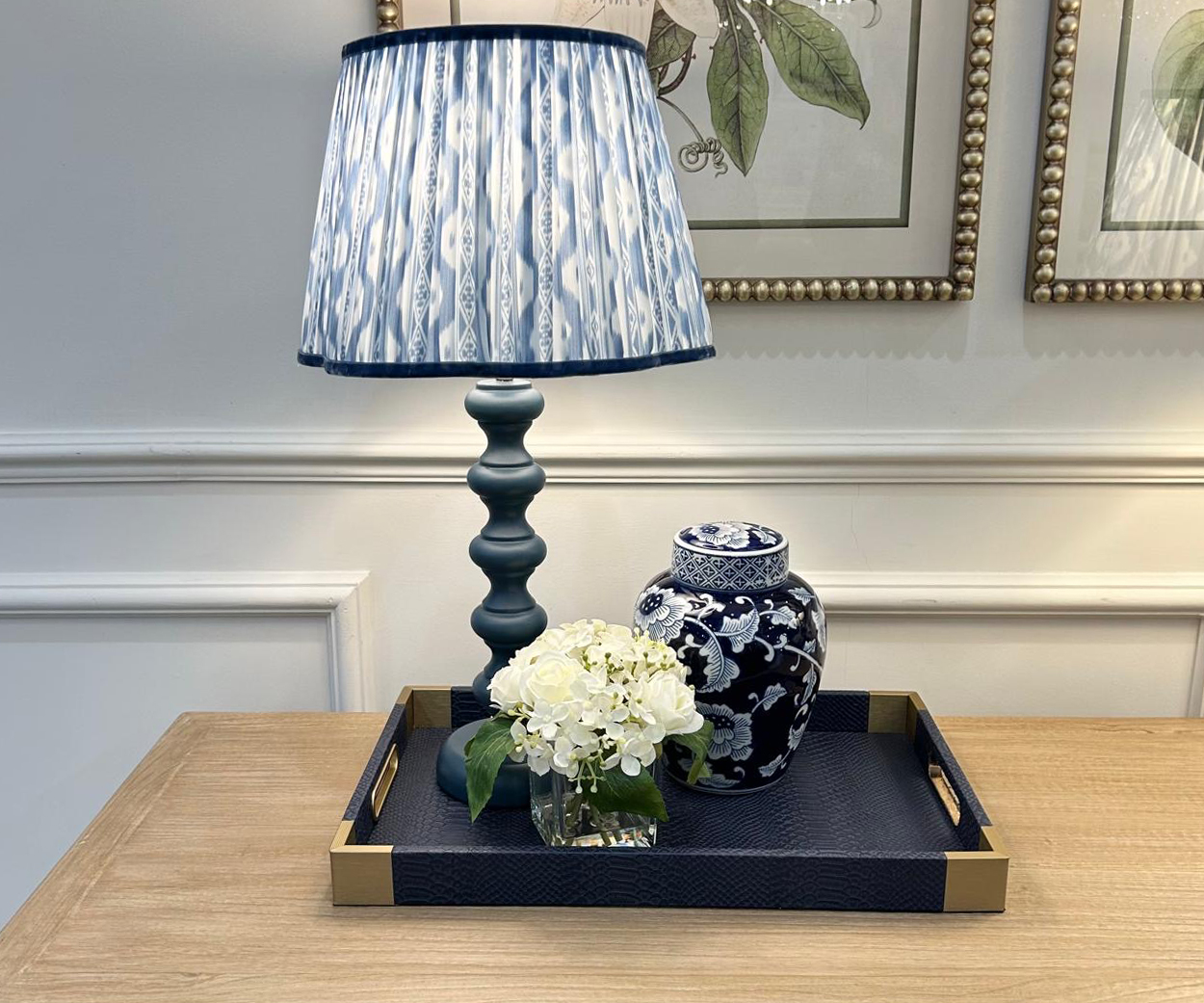 31cm Lampshade in Ikat Denim