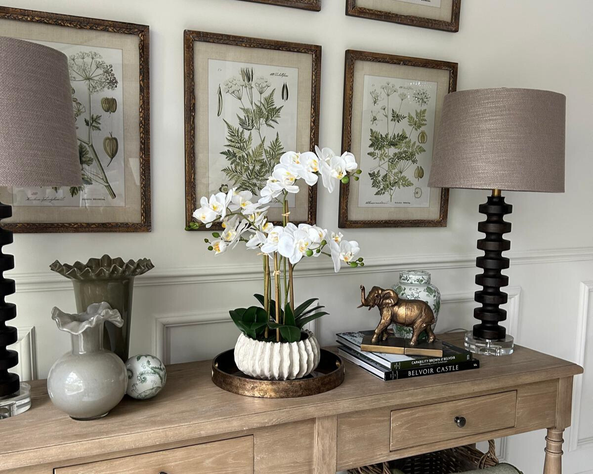 Real Touch Orchid in Decorative Cream Pot, 23"