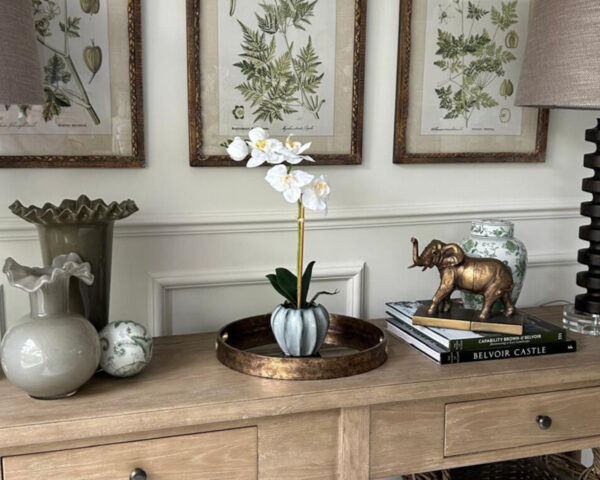 Real Touch Orchid in Grey Ombre Pot, 16"