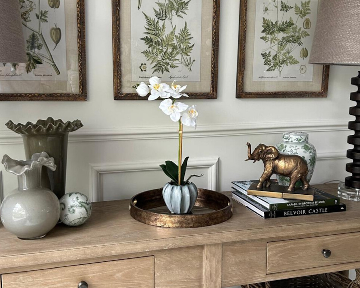 Real Touch Orchid in Grey Ombre Pot, 16"