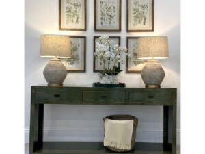 EX-DISPLAY - Mei Console Table in Moss & Set of 6 Prints