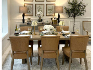 Newport 200cm Dining Table & 6 Lars Dining Chairs in Discontinued Tobacco Leather