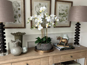 Real Touch Orchid in Dark Stone Pot, 27.5"