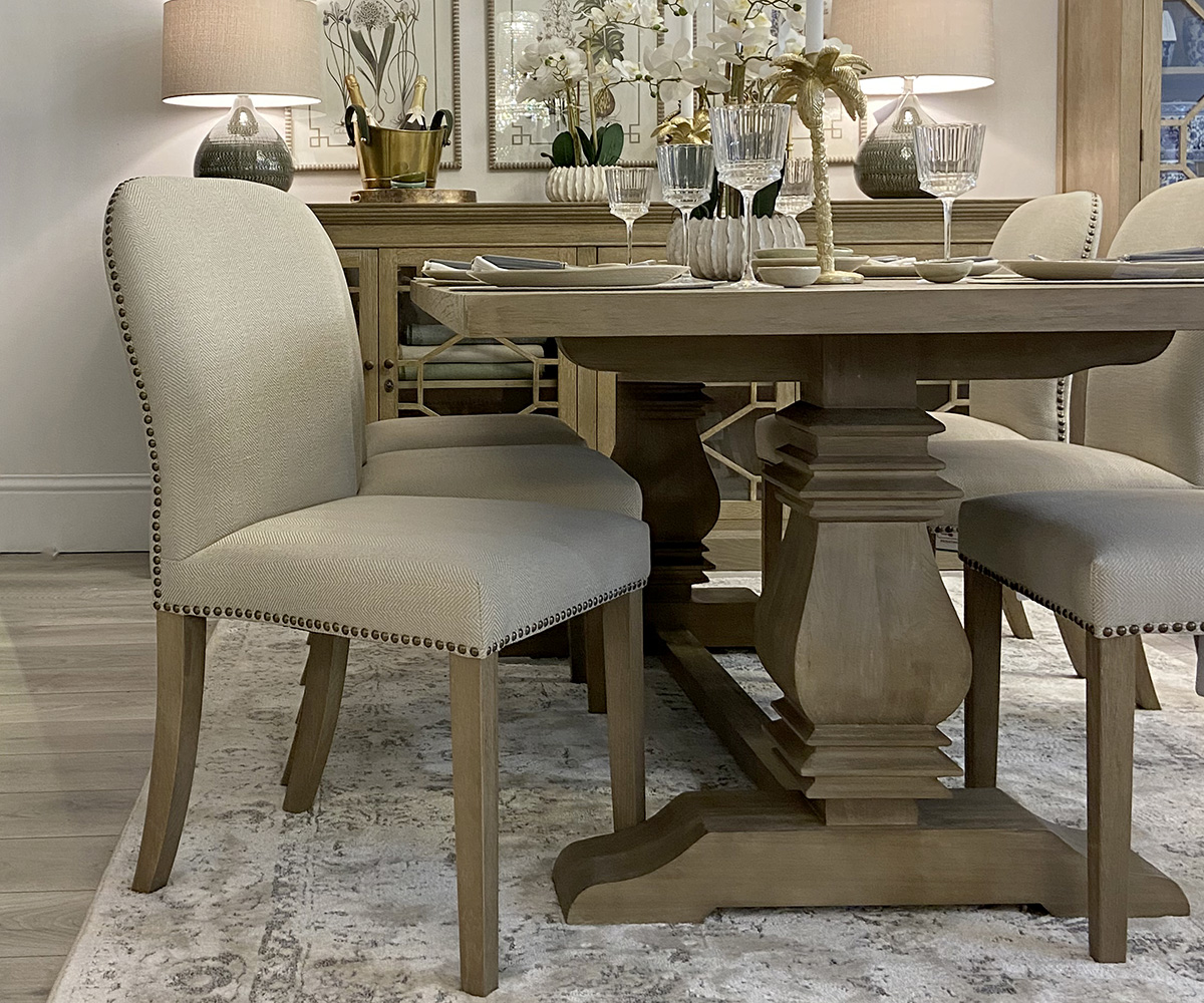 Henley Dining Chair in Oatmeal Herringbone