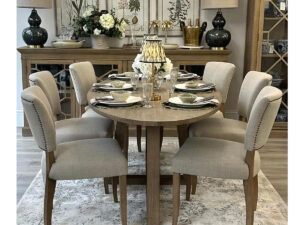 PRE-CHRISTMAS DELIVERY - Hamptons Oval Dining Table, 220cm & 6 Lars Dining Chairs in Porridge