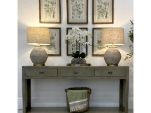 EX-DISPLAY - Mei Console Table in Grey & Set of 6 Prints 