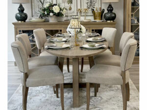 PRE-CHRISTMAS DELIVERY - Hamptons Oval Dining Table, 220cm & 6 Lars Dining Chairs in Clay Leather