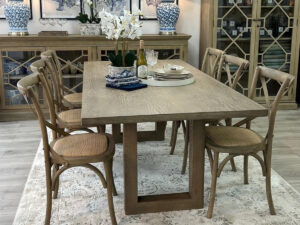 Newport Dining Table 200cm & 6 Cross Back Dining Chairs