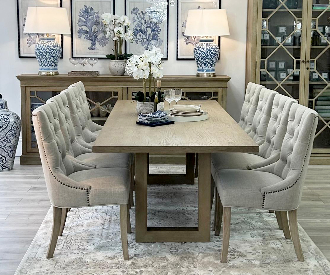 PRE-ORDER - Newport Dining Table 200cm & 6 Ava Dining Chairs