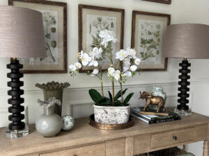 Real Touch Orchid in Oval Stone Pot, 25"