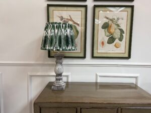 EX-DISPLAY - Pair of Stone Lampbases with Ikat Shade